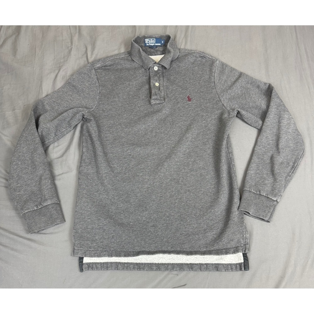 Vintage Polo Ralph Lauren Mens Small Gray L/S Fleece Lined Polo Sweatshirt